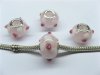 100 Light Pink Round Glass European Beads pa-g43