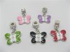 50 Enamel European Beads with Butterfly pa-m70