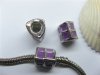 10 Purple Enamel Metal Thread European Beads pa-m184