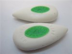 48Pcs (24Pairs) White&Green Erasers Teardrop Shape