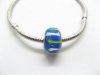 100 Blue Colourful Stripe Glass European Beads be-g337 100 Blue Colourful Stripe Glass European Beads be-g337
