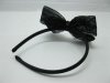 24X New Black Hair Band with Attached Large Bowknot