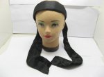 48 Black Headbands Hairband with Attached Scarves