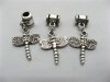 50 Metal European Beads With Dragonfly Dangle ac-sp499 50 Metal European Beads With Dragonfly Dangle ac-sp499