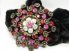 12pcs Chic Designer Hair Clips,Rhinestone Floral Clips