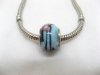 100 Skyblue Murano Flower Round Glass European Beads be-g344 100 Skyblue Murano Flower Round Glass European Beads be-g344