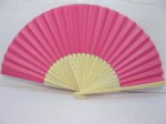 10X DIY Plain Fuschia Paper Hand Fans for Wedding 21cm