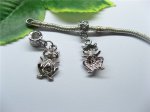 20 Alloy Thread European Beads with Frog Dangle pa-m244
