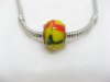 100 Yellow Murano Flower Round Glass European Beads be-g281