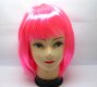 4Pcs Bobo Head Style Neat Bang Short Straight Cosplay Wig - Pink