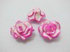 195 Fuschia White Fimo Rose Flower Beads Jewellery Finding 2cm