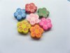 200Pcs Wooden Flower Beads Mixed Color