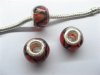100 Red Murano Round Glass European Beads be-g340