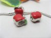 10 Enamel Red Apple Thread European Beads