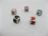 20 Metal Cube Enamel Heart Thread European Beads