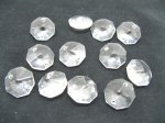 100 Clear Crystal Faceted Double-Hole Suncatcher Beads 18mm