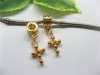 20 Golden Thread European Beads with Cross Dangle pa-m249