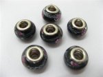 100 Black Murano Rose Flower Glass European Beads