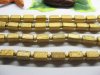 10 Strands Yellow Baked Glass Beads 6x12mm be-g569