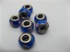 100 Blue Murano Flower Round Glass European Beads be-g438 100 Blue Murano Flower Round Glass European Beads be-g438