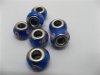 100 Blue Murano Flower Round Glass European Beads be-g438