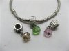 12 Alloy Thread European Beads with Crystal Dangle ac-sp555