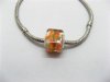 50 Orange Silver Cube Glass European Beads 50 Orange Silver Cube Glass European Beads