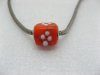 50 Orange Murano Flower Cubic Glass European Beads be-g279