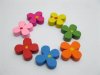 200 Four-Leaf Clover Wooden Beads Mixed Color