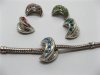 20 Alloy Moon Thread European Beads with Rhinestone pa-m50