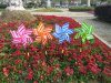 50 Plastic Stripe Colourful Flower DIY Windmill 55cm Long