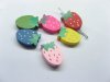 300Pcs Wooden Strawberry Beads Mixed Color