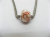 100 White Murano Round Glass European Beads be-g384 100 White Murano Round Glass European Beads be-g384
