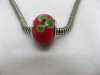 100 Red Murano Flower Round Glass European Beads