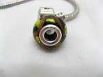 4X Black Murano Round Glass European Beads 925 Sterling Silver