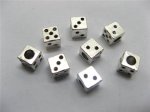 100 Charms Metal Dice European Beads ac-sp512