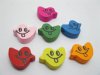 200 Bird Shape w/Smile Face Wooden Bead Mixed Color