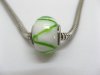 100 White Murano Round Glass European Beads be-g284