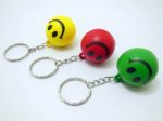 60 Anti-Stress PU Foam Smile face Ball Key Ring 30mm