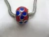 100 Red Murano Flower Round Glass European Beads 100 Red Murano Flower Round Glass European Beads