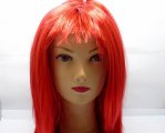 4Pcs Red Long Straight Cosplay Party Hair Wig 50cm