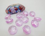 100 HQ Pink Faceted Double-Hole Suncatcher Beads 14mm