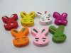 300Pcs Wooden Rabbit Head Beads Mixed Color