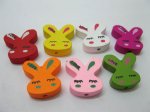 300Pcs Wooden Rabbit Head Beads Mixed Color