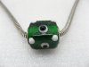 50 Green Murano Cubic Glass European Beads With White Dots