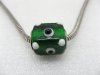 50 Green Murano Cubic Glass European Beads With White Dots 50 Green Murano Cubic Glass European Beads With White Dots