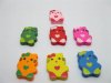 200 Cute Cat Wooden Beads Mixed Color Bulk