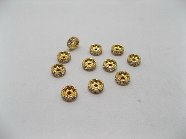 100 8mm Golden Rhinestone Rondelle Spacers Beads 100 8mm Golden Rhinestone Rondelle Spacers Beads