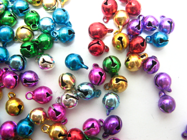 1000 Mixed Colours Jingle Bell Pendants Charm 6mm - Click Image to Close