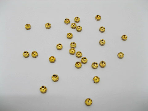 100 Golden Rondelle Flower Rhinestone Spacers Beads 100 Golden Rondelle Flower Rhinestone Spacers Beads